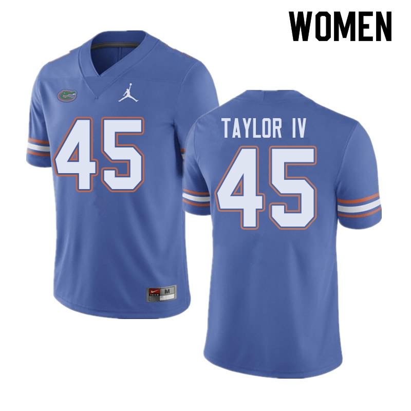 NCAA Florida Gators Clifford Taylor IV Women's #45 Jordan Brand Blue Stitched Authentic College Football Jersey PZL6364WG